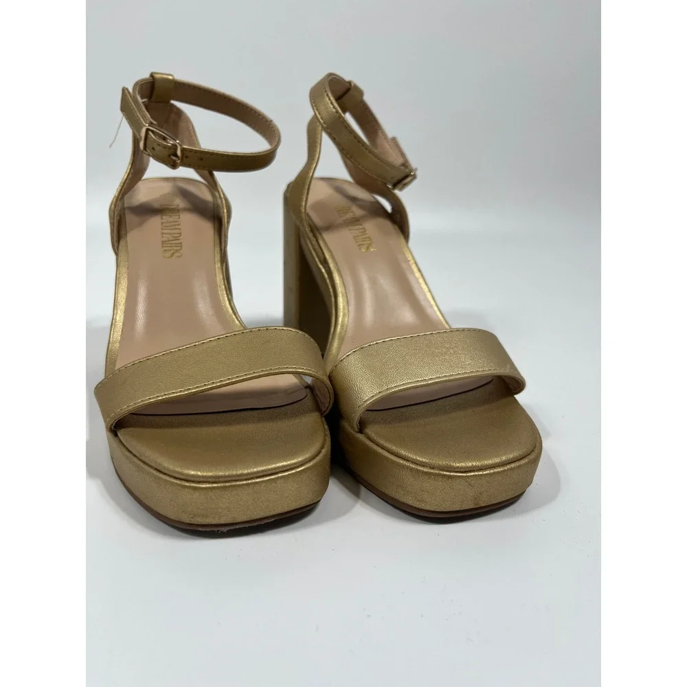 Women 5.5 Platform Heels Metallic Gold Wedding Guest Formal Event Gala Going Out